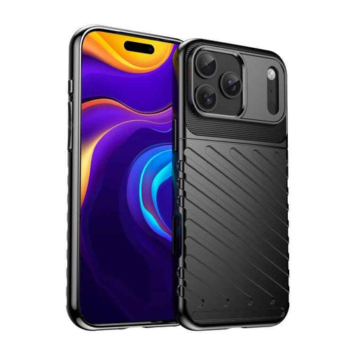For iPhone 17 Pro Max Thunderbolt Shockproof Soft TPU Phone Case(Black)