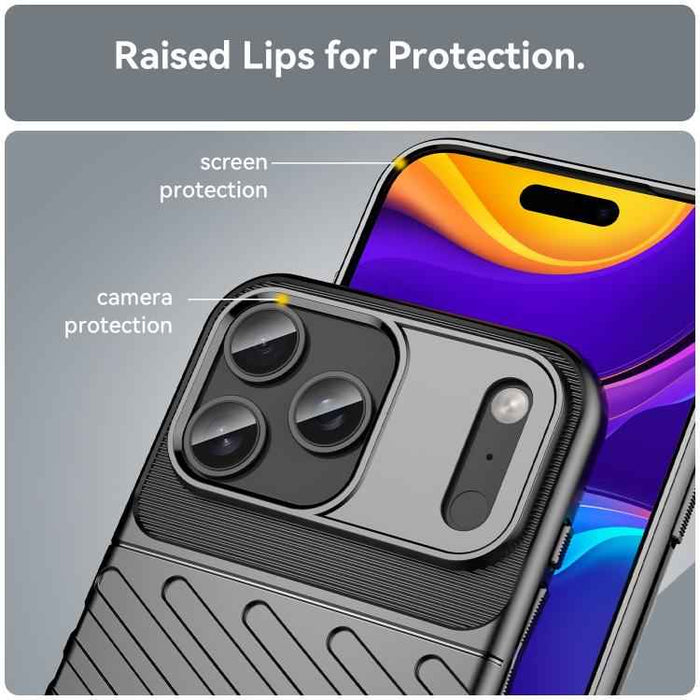 For iPhone 17 Pro Max Thunderbolt Shockproof Soft TPU Phone Case(Black)