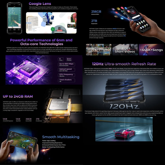 HOTWAV Cyber 15, IP68/IP69K Rugged Phone, 6280mAh, 6.6 inch Android 13 MediaTek MT6789 Helio G99 Octa Core, Network: 4G, NFC, OTG