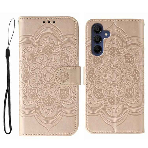 For Samsung Galaxy S25 / S24 5G Sun Mandala Embossing Pattern Phone Leather Case(Rose Gold)