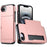 For iPhone 16e Shockproof Armor Phone Case with Card Slot(Rose Gold)
