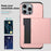For iPhone 16 Plus Shockproof Armor Phone Case with Card Slot(Rose Gold)