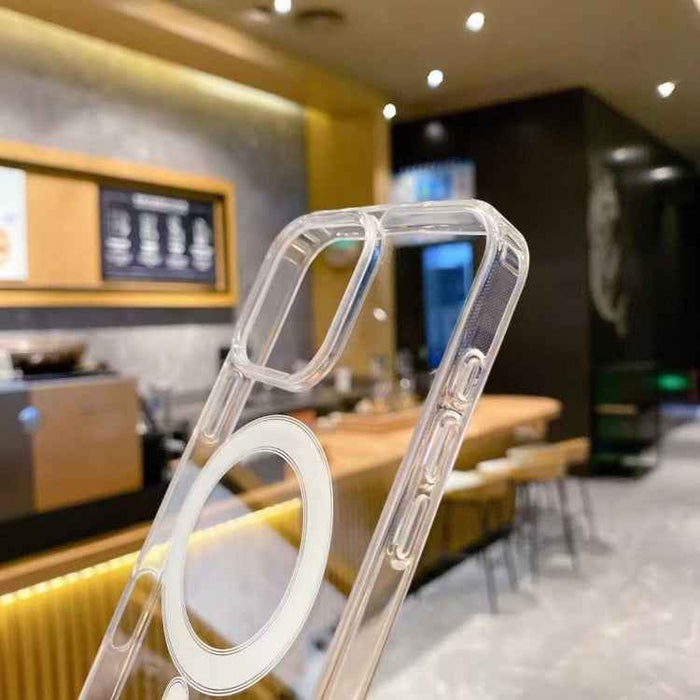 For iPhone 16 Pro Large Hole Camera MagSafe Magnetic Clear Acrylic TPU Case(Transparent)
