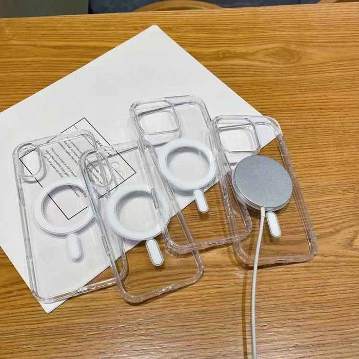For iPhone 16 Large Hole Camera MagSafe Magnetic Clear Acrylic TPU Case(Transparent)