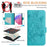 For iPhone 17 Pro Embossed Rose RFID Anti-theft Leather Phone Case(Light Blue)
