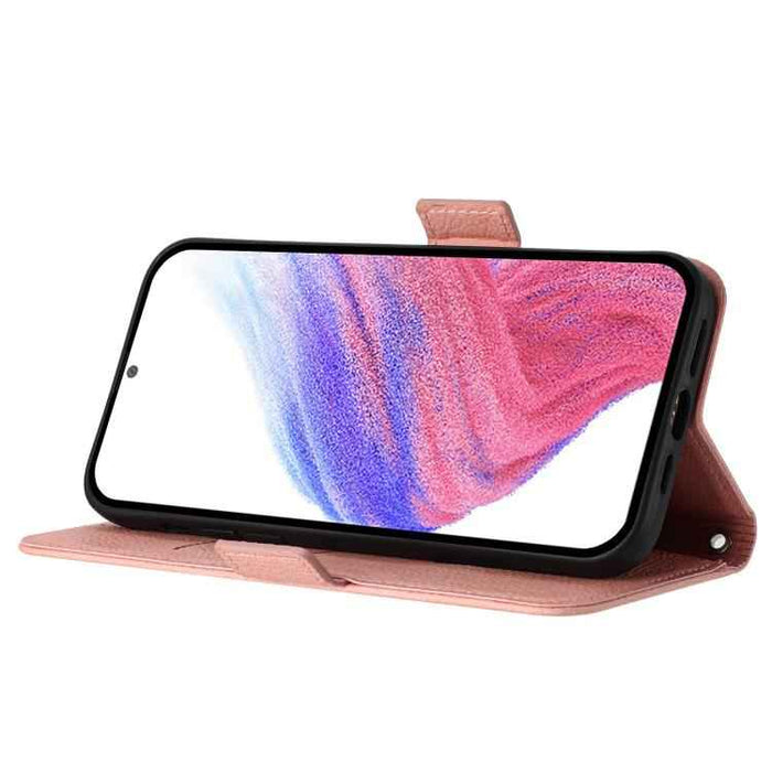 For iPhone 17 Pro Embossed Rose RFID Anti-theft Leather Phone Case(Pink)
