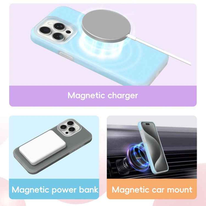 For iPhone 16 Pro Jelly Liquid Silicone MagSafe Magnetic Phone Case(Berry Powder)