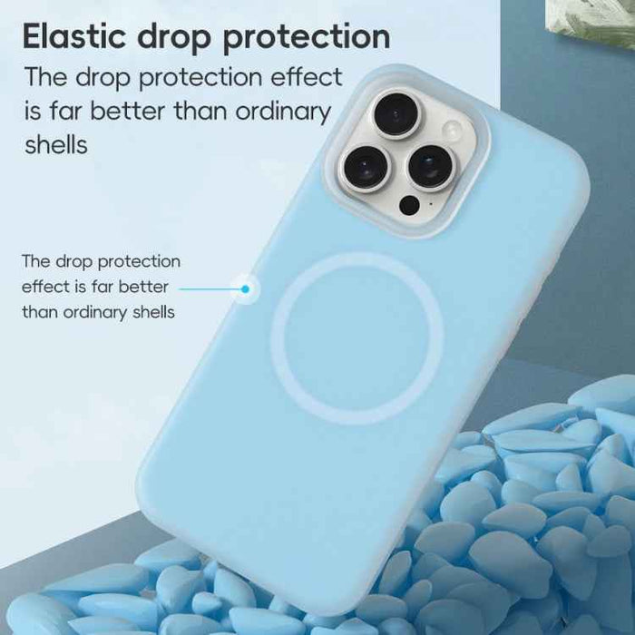 For iPhone 16 Pro Jelly Liquid Silicone MagSafe Magnetic Phone Case(Berry Powder)