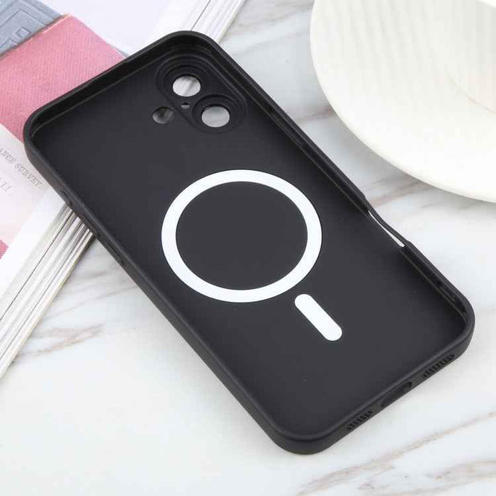 For iPhone 16 Liquid TPU Silicone Solid Color MagSafe Phone Case(Black)
