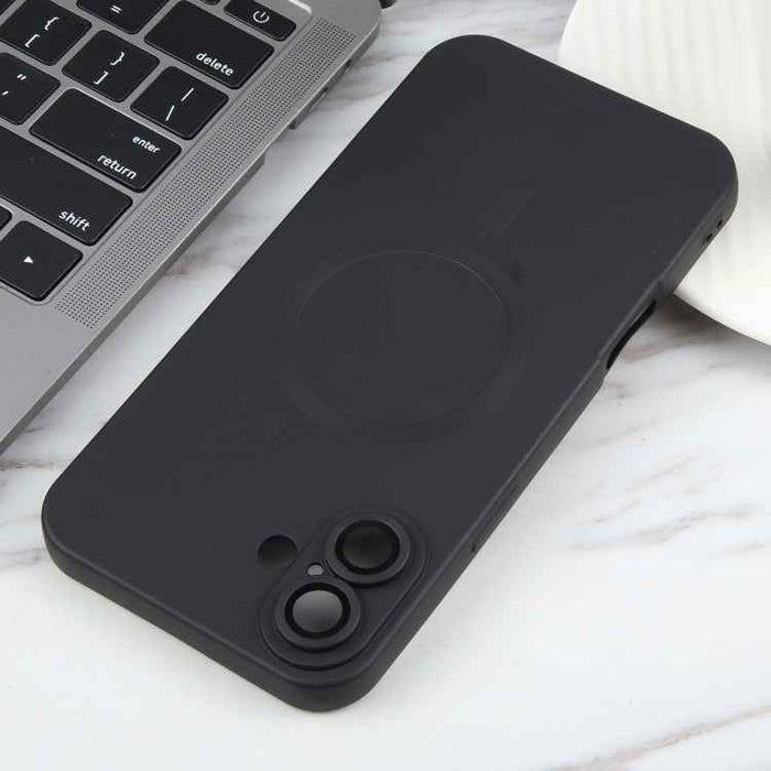 For iPhone 16 Liquid TPU Silicone Solid Color MagSafe Phone Case(Black)