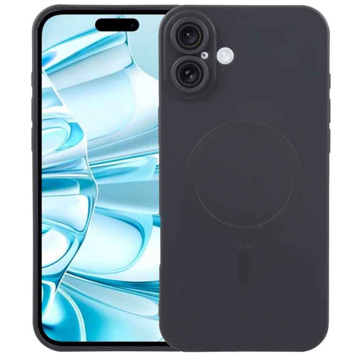 For iPhone 16 Liquid TPU Silicone Solid Color MagSafe Phone Case(Black)