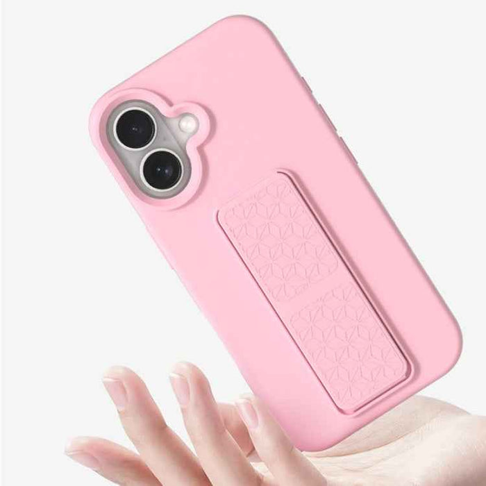 For iPhone 16 Plus Liquid Silicone Holder Phone Case(Yellow)