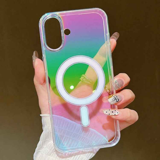 For iPhone 16 Plus Gradient Color MagSafe Airbag Full Coverage Phone Case(Rainbow)