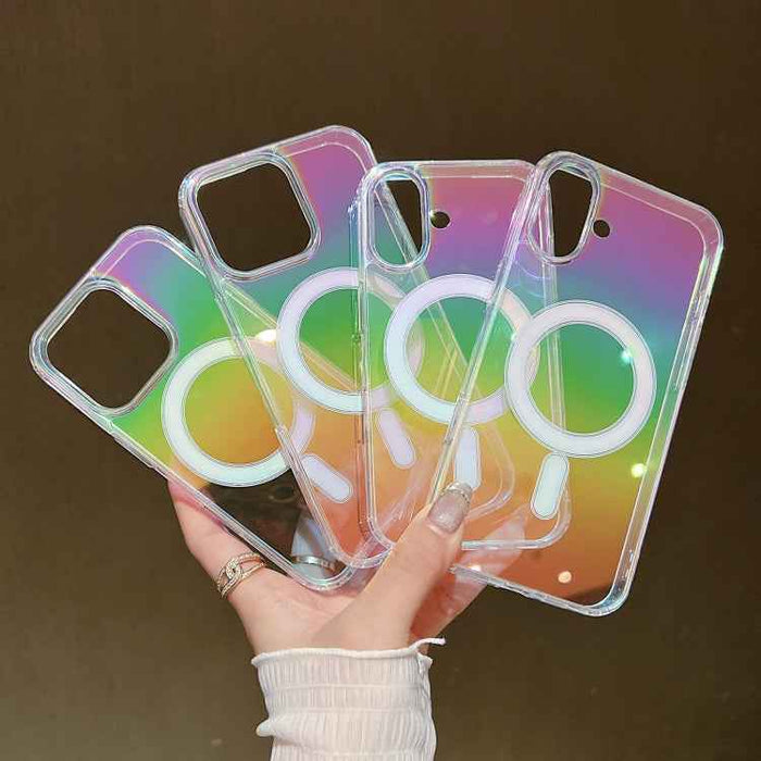 For iPhone 16 Plus Gradient Color MagSafe Airbag Full Coverage Phone Case(Rainbow)