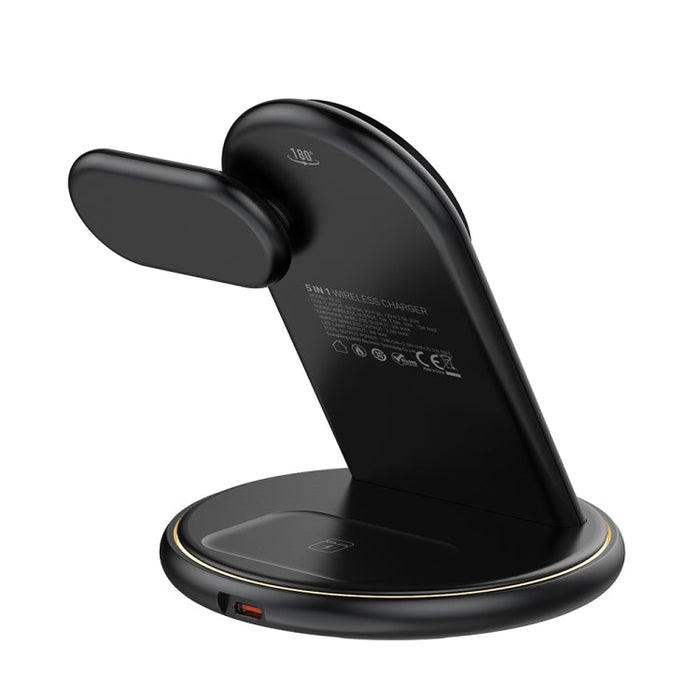 LDNIO WL02 25.5W 5 in 1 MagSafe Wireless Charger with 30cm Type-C Cable(Black)