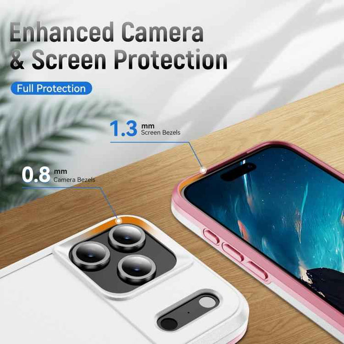 For iPhone 17 Pro Max Pioneer Armor Heavy Duty PC + TPU Phone Case(White+Pink)