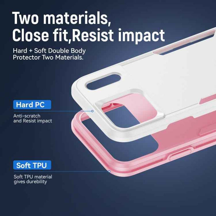 For iPhone 17 Pro Max Pioneer Armor Heavy Duty PC + TPU Phone Case(White+Pink)