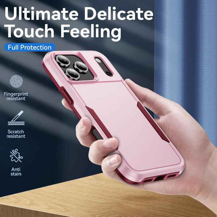 For iPhone 17 Pro Max Pioneer Armor Heavy Duty PC + TPU Phone Case(Pink+Rose Red)