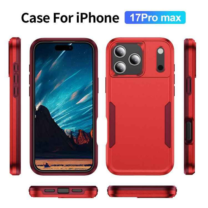 For iPhone 17 Pro Max Pioneer Armor Heavy Duty PC + TPU Phone Case(Red+Rose Red)