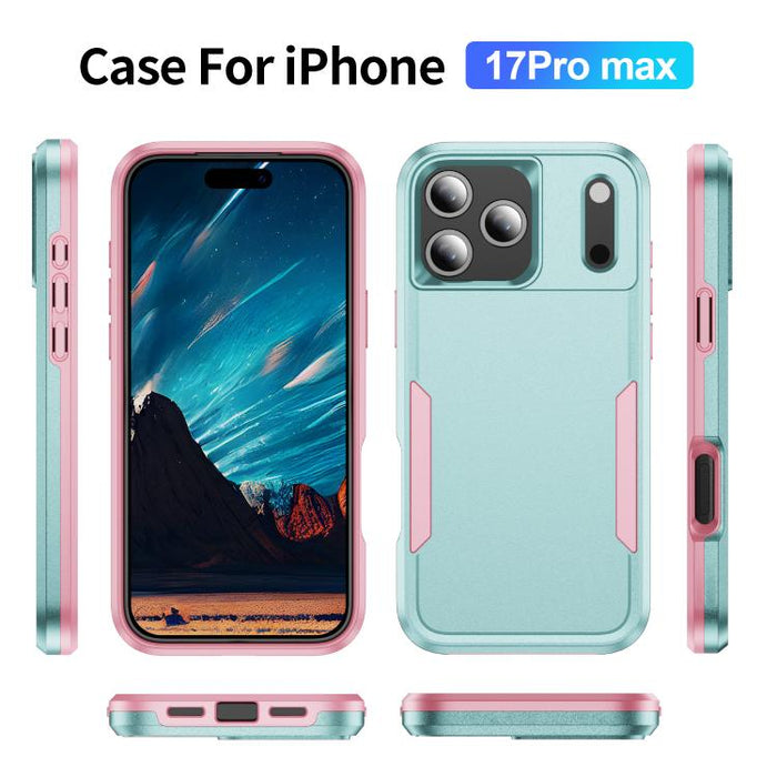 For iPhone 17 Pro Max Pioneer Armor Heavy Duty PC + TPU Phone Case(Green+Pink)