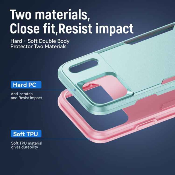 For iPhone 17 Pro Max Pioneer Armor Heavy Duty PC + TPU Phone Case(Green+Pink)