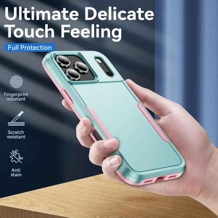 For iPhone 17 Pro Max Pioneer Armor Heavy Duty PC + TPU Phone Case(Green+Pink)