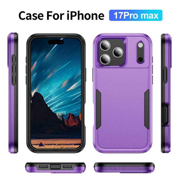 For iPhone 17 Pro Max Pioneer Armor Heavy Duty PC + TPU Phone Case(Purple+Black)