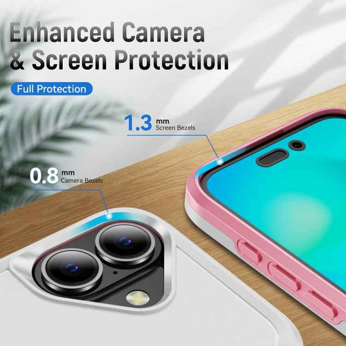 For iPhone 17 Pioneer Armor Heavy Duty PC + TPU Phone Case(White+Pink)