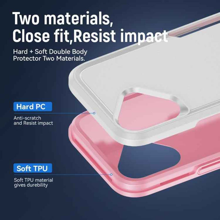For iPhone 17 Pioneer Armor Heavy Duty PC + TPU Phone Case(White+Pink)
