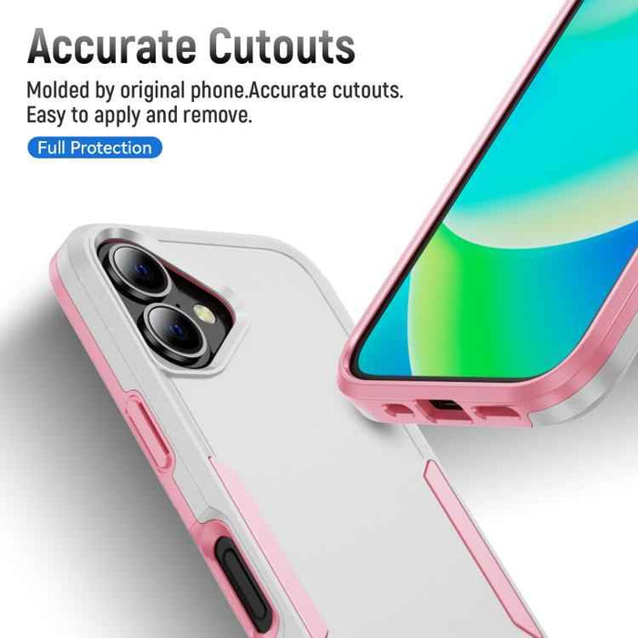 For iPhone 17 Pioneer Armor Heavy Duty PC + TPU Phone Case(White+Pink)