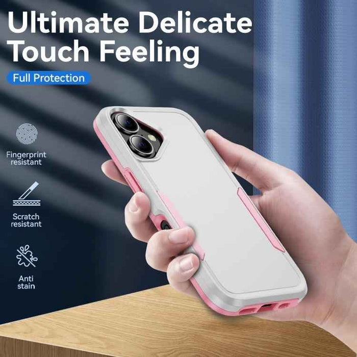 For iPhone 17 Pioneer Armor Heavy Duty PC + TPU Phone Case(White+Pink)