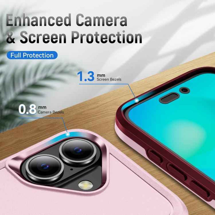 For iPhone 17 Pioneer Armor Heavy Duty PC + TPU Phone Case(Pink+Rose Red)