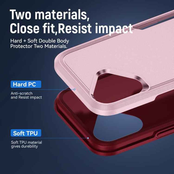 For iPhone 17 Pioneer Armor Heavy Duty PC + TPU Phone Case(Pink+Rose Red)