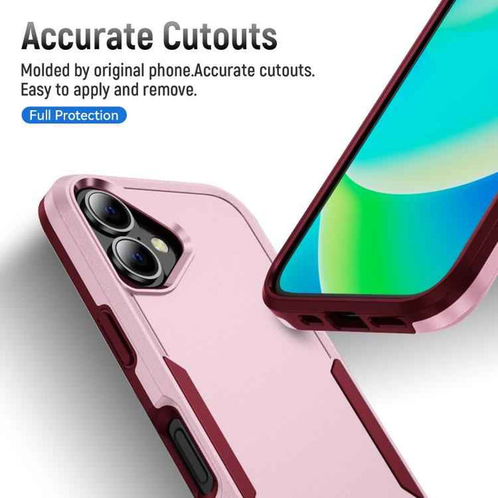 For iPhone 17 Pioneer Armor Heavy Duty PC + TPU Phone Case(Pink+Rose Red)