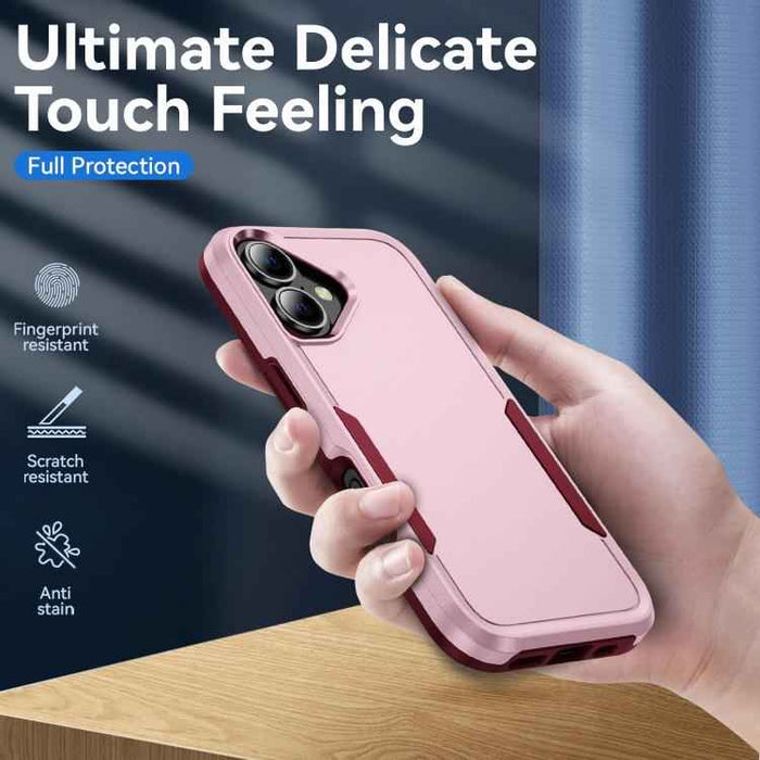 For iPhone 17 Pioneer Armor Heavy Duty PC + TPU Phone Case(Pink+Rose Red)
