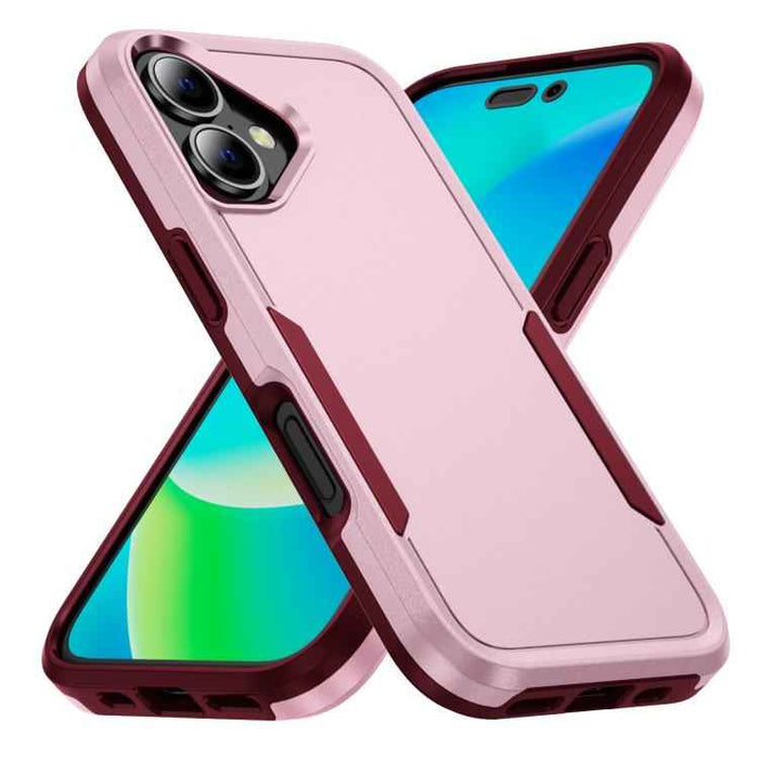 For iPhone 17 Pioneer Armor Heavy Duty PC + TPU Phone Case(Pink+Rose Red)