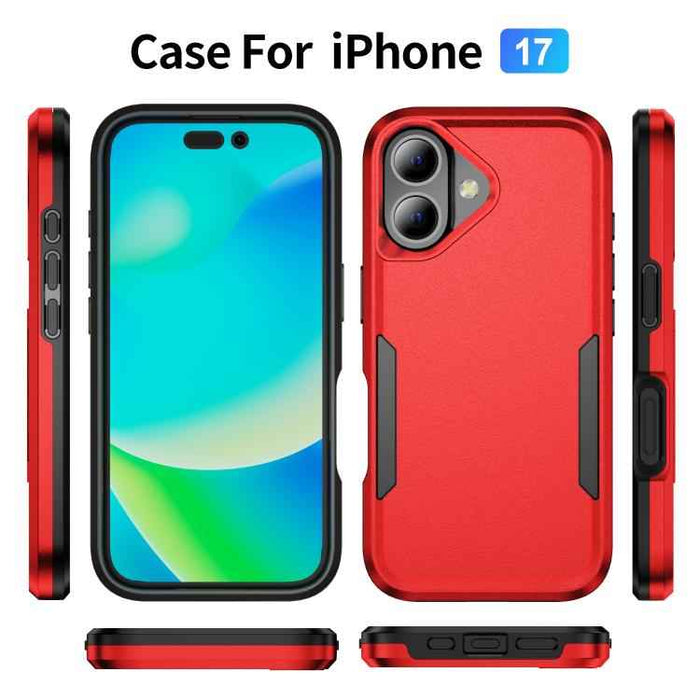 For iPhone 17 Pioneer Armor Heavy Duty PC + TPU Phone Case(Red+Black)