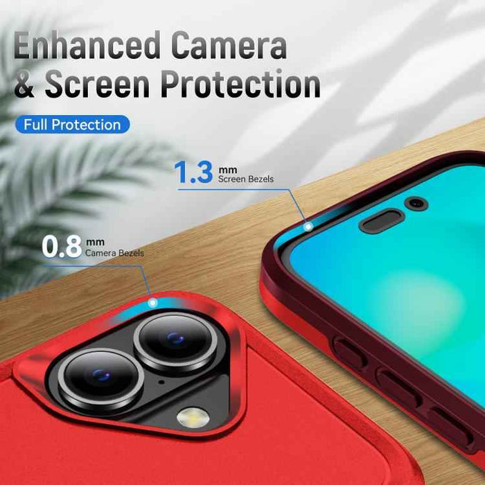 For iPhone 17 Pioneer Armor Heavy Duty PC + TPU Phone Case(Red+Rose Red)