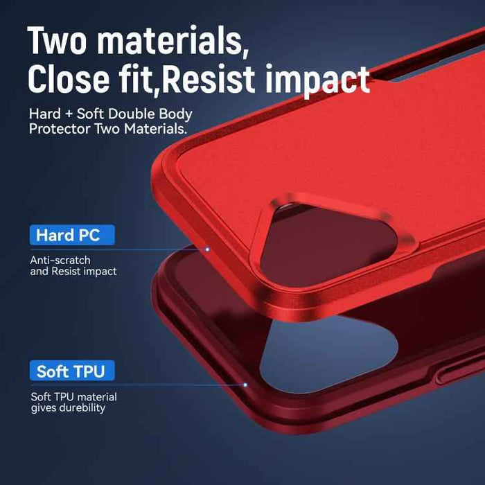 For iPhone 17 Pioneer Armor Heavy Duty PC + TPU Phone Case(Red+Rose Red)