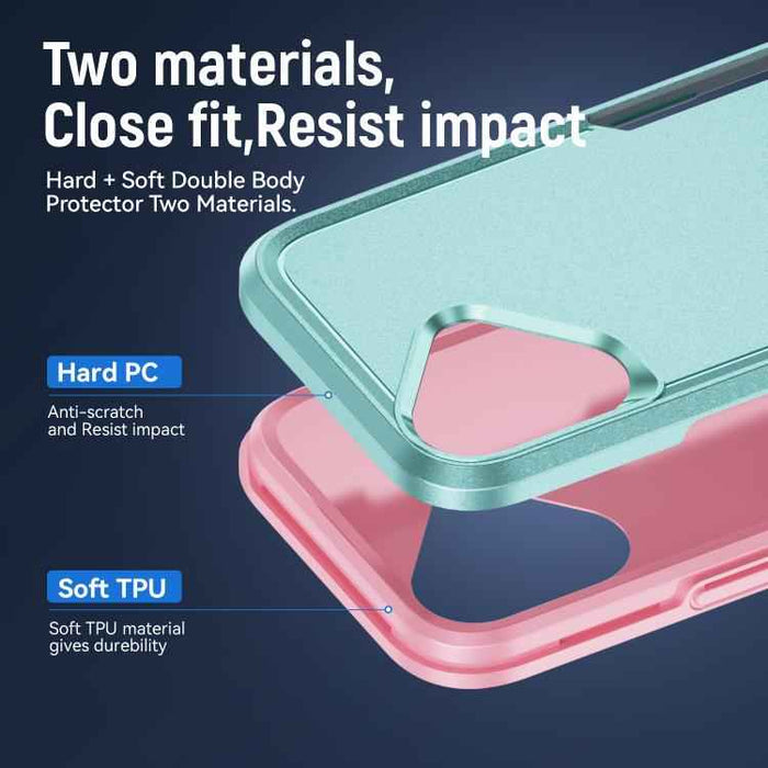 For iPhone 17 Pioneer Armor Heavy Duty PC + TPU Phone Case(Green+Pink)