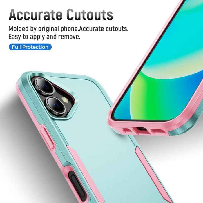 For iPhone 17 Pioneer Armor Heavy Duty PC + TPU Phone Case(Green+Pink)