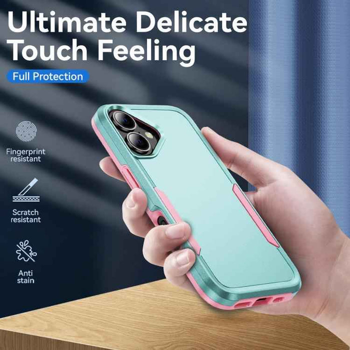For iPhone 17 Pioneer Armor Heavy Duty PC + TPU Phone Case(Green+Pink)