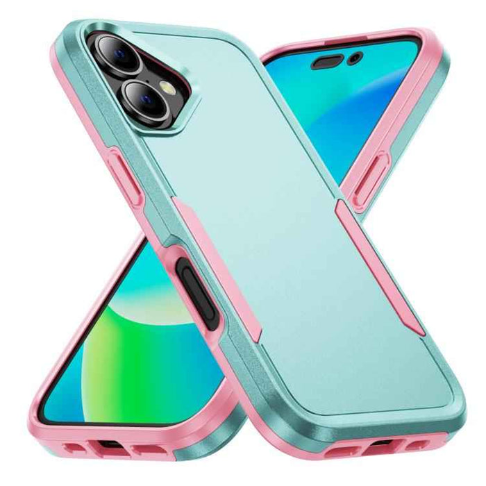 For iPhone 17 Pioneer Armor Heavy Duty PC + TPU Phone Case(Green+Pink)