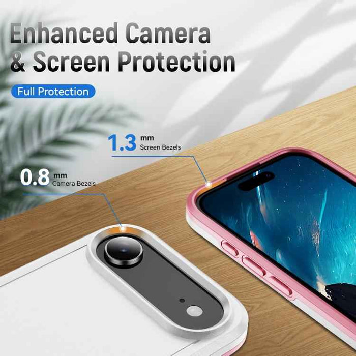 For iPhone 17 Air Pioneer Armor Heavy Duty PC + TPU Phone Case(White+Pink)
