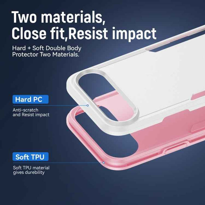 For iPhone 17 Air Pioneer Armor Heavy Duty PC + TPU Phone Case(White+Pink)