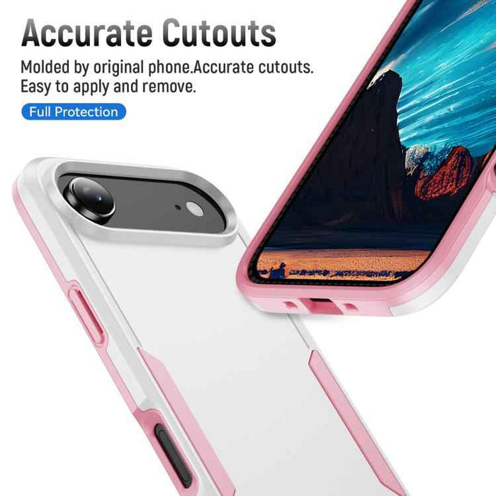 For iPhone 17 Air Pioneer Armor Heavy Duty PC + TPU Phone Case(White+Pink)