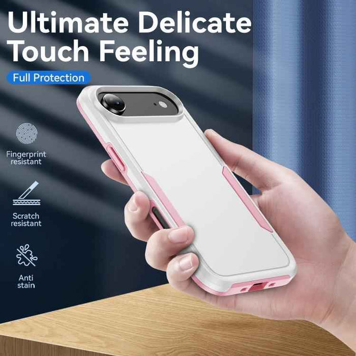 For iPhone 17 Air Pioneer Armor Heavy Duty PC + TPU Phone Case(White+Pink)