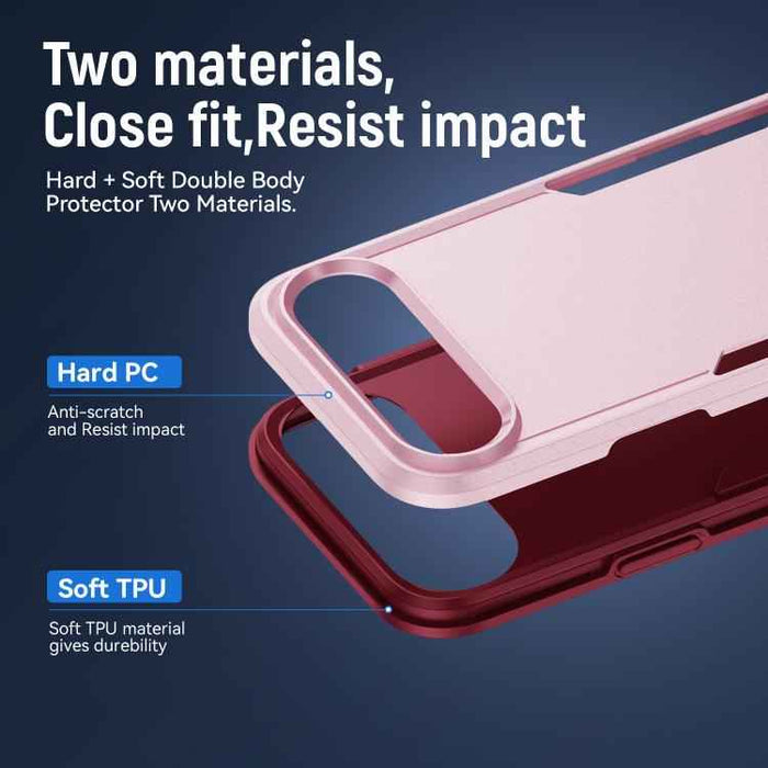 For iPhone 17 Air Pioneer Armor Heavy Duty PC + TPU Phone Case(Pink+Rose Red)
