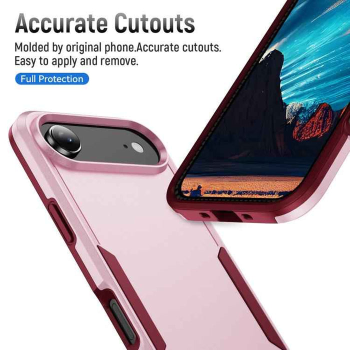 For iPhone 17 Air Pioneer Armor Heavy Duty PC + TPU Phone Case(Pink+Rose Red)