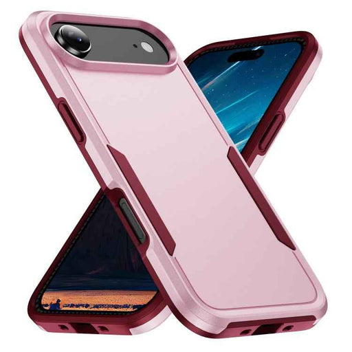 For iPhone 17 Air Pioneer Armor Heavy Duty PC + TPU Phone Case(Pink+Rose Red)